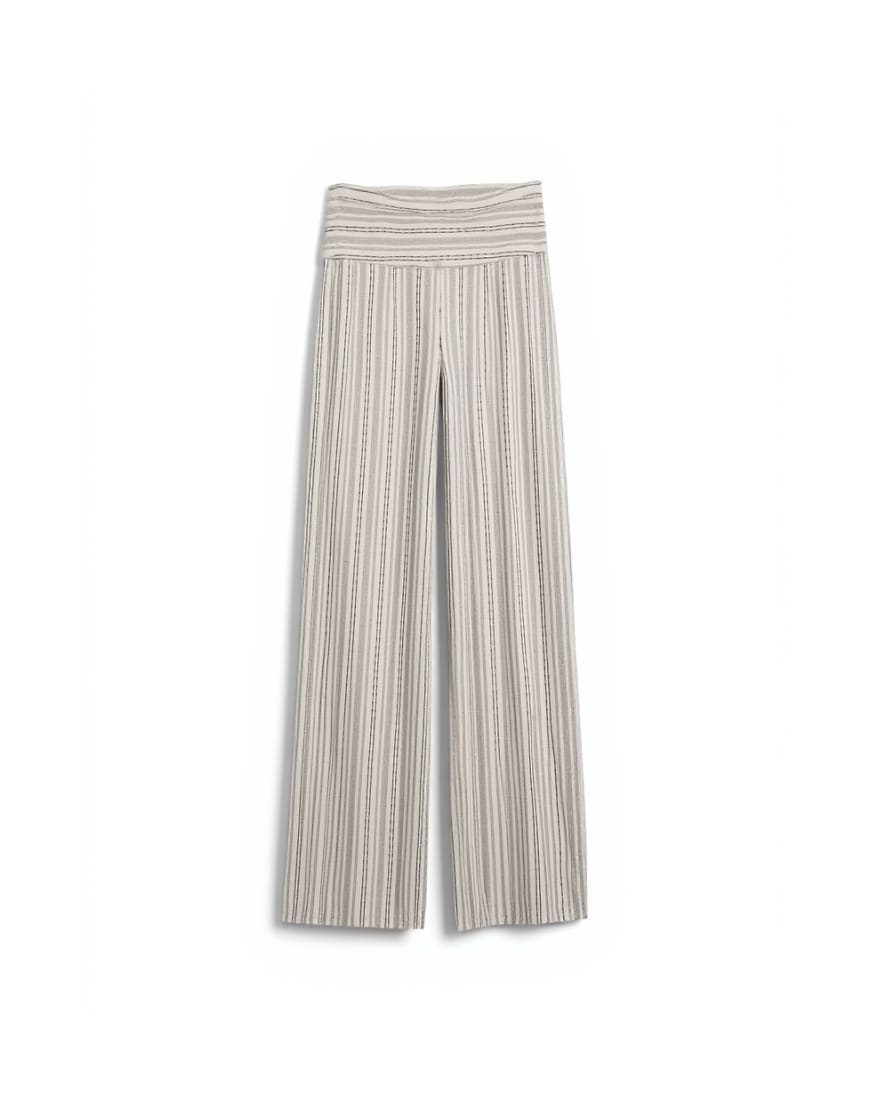 Topshop co ord linen look stripe low rise trouser in ecru