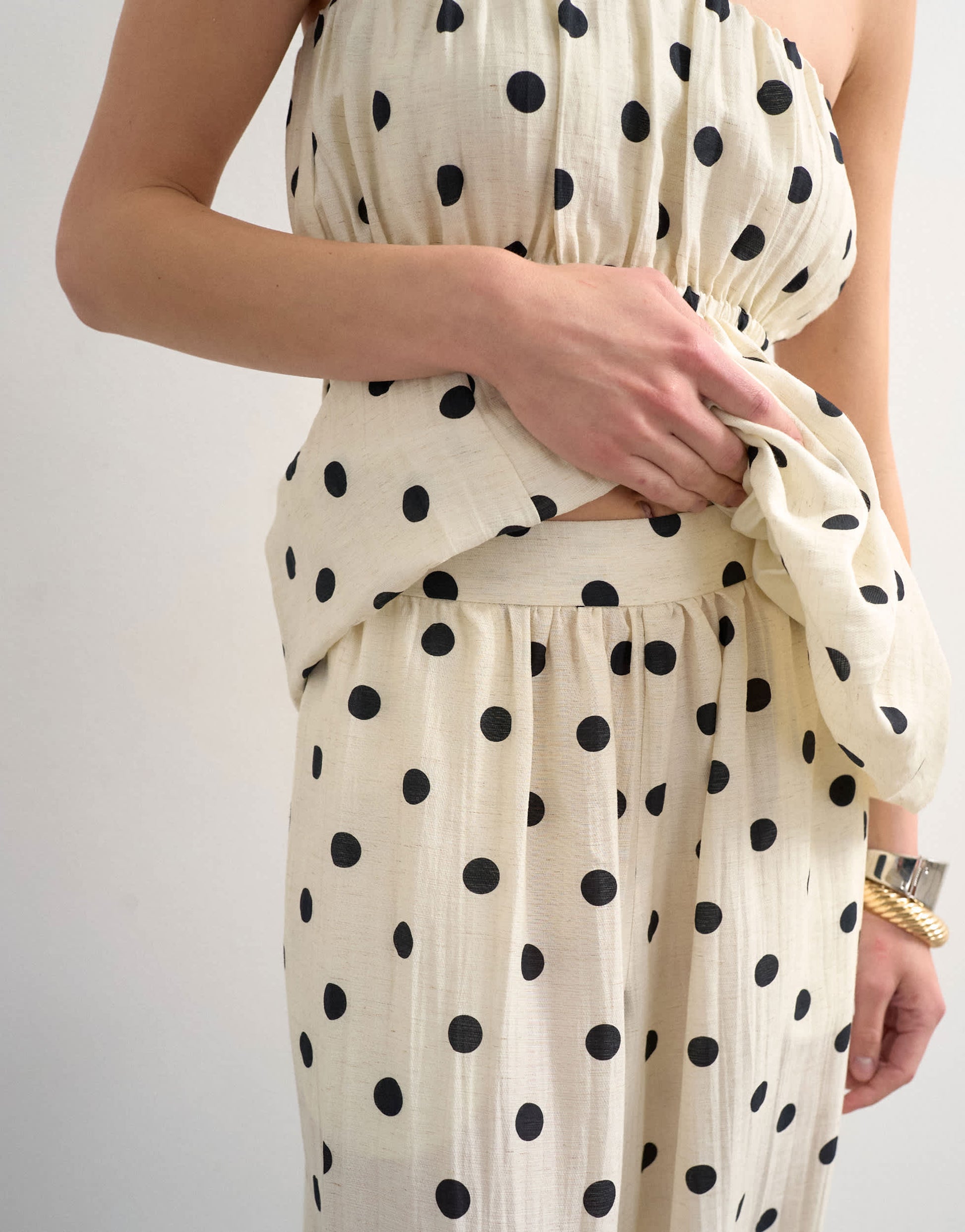 Topshop co ord polka dot balloon trouser in white