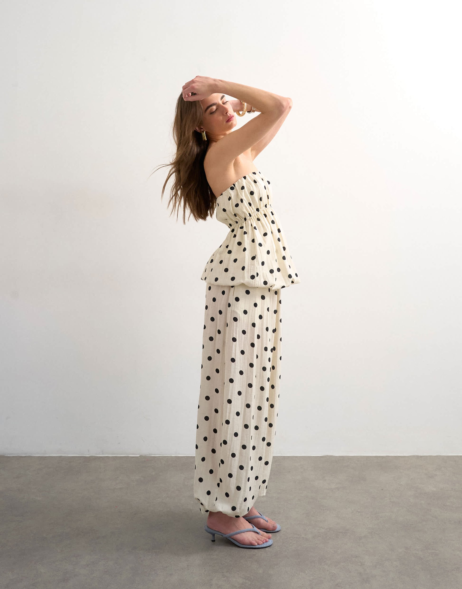 Topshop co ord polka dot balloon trouser in white