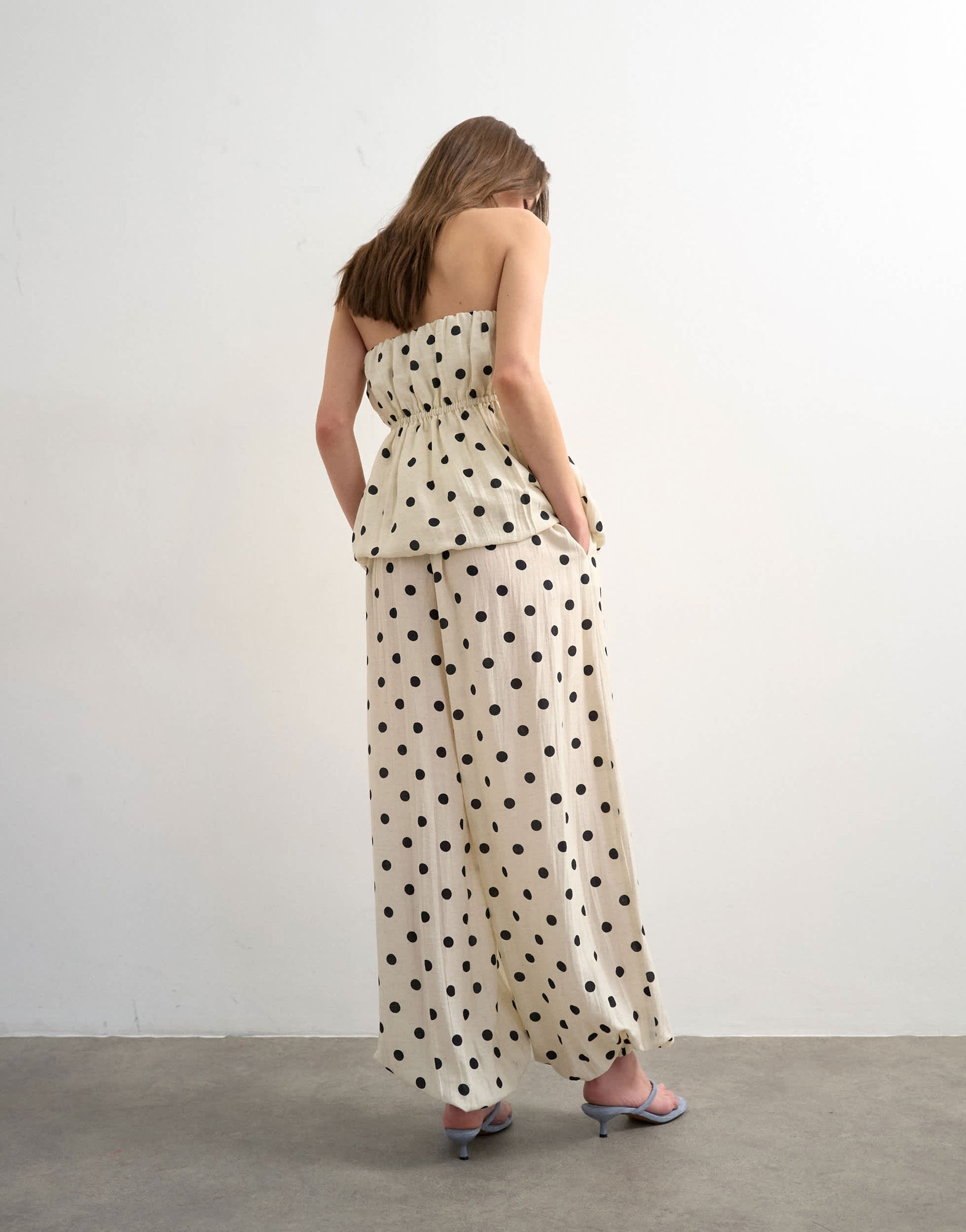Topshop co ord polka dot balloon trouser in white