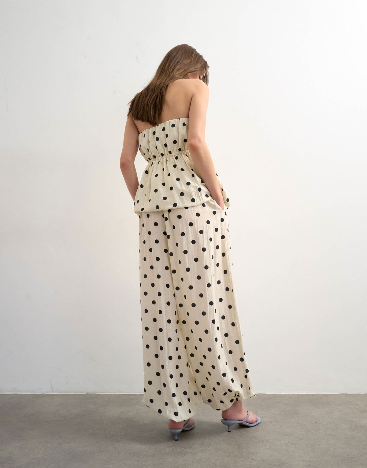 Topshop co ord polka dot balloon trouser in white