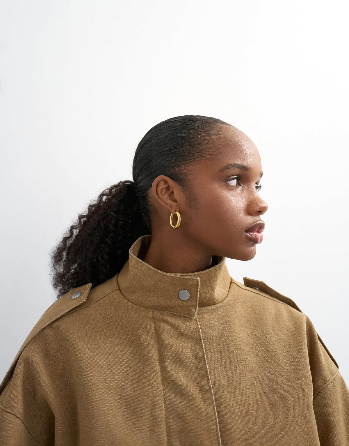 Topshop short cotton belted bomber jacket in tan