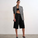 Topshop longline cargo short in black