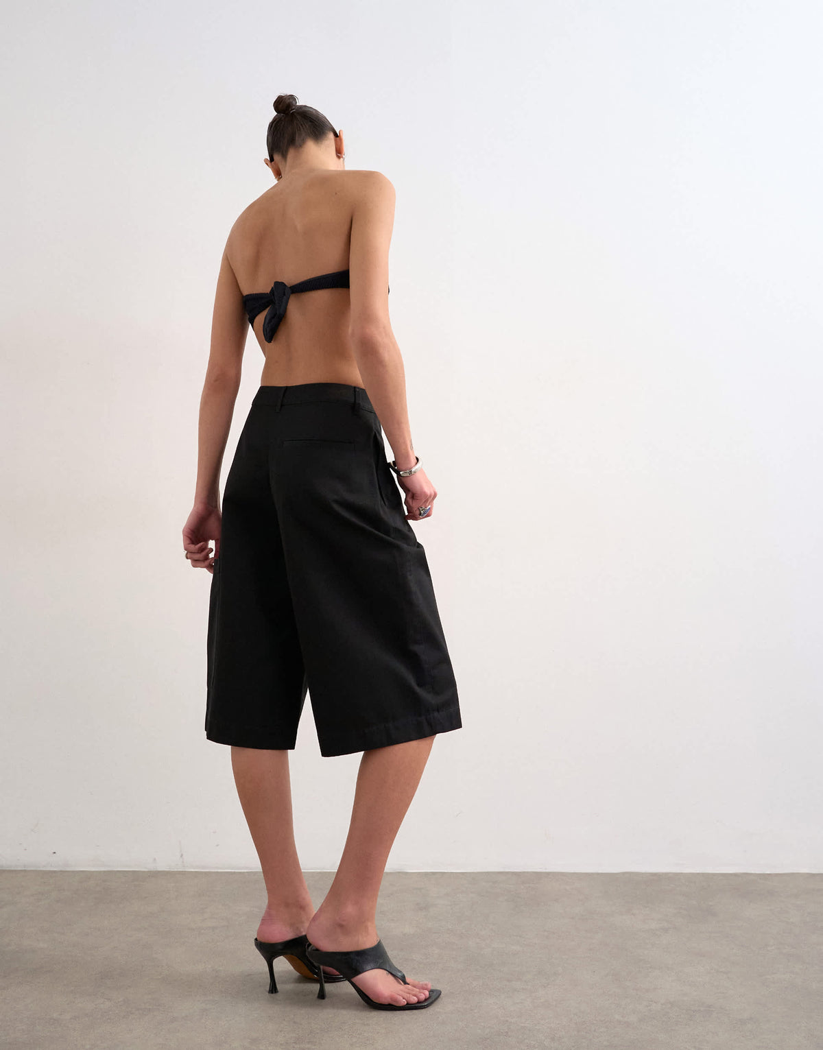 Topshop longline cargo short in black