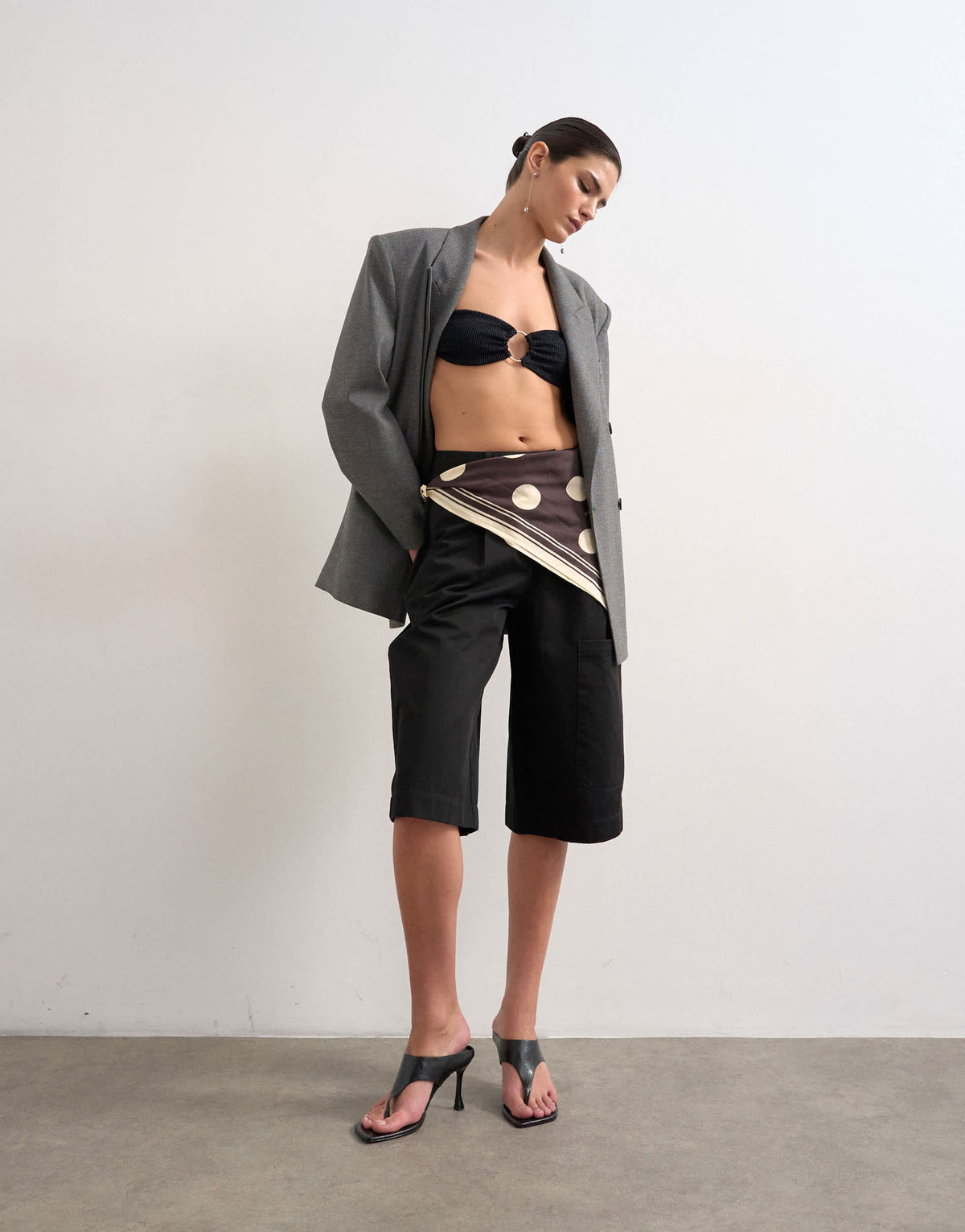 Topshop longline cargo short in black
