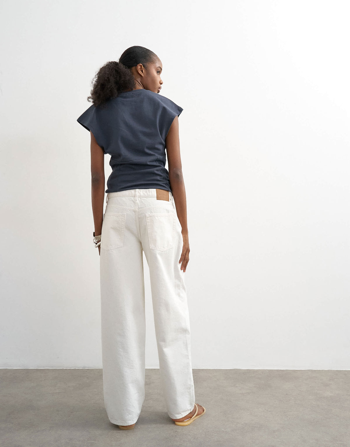 Topshop Lowrie low rise boyfriend jean in white