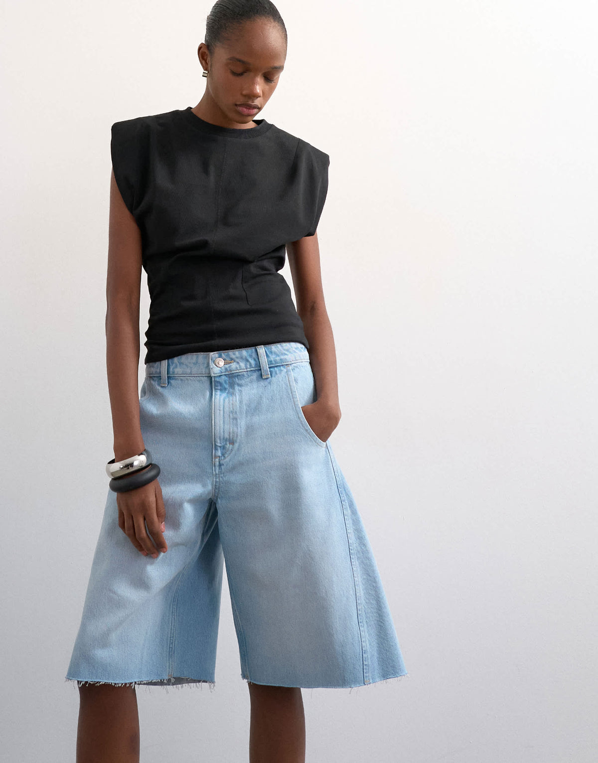 Topshop denim barrel jort in bleach