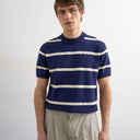 T-shirt en maille rayée coupe classique Topman bleu marine