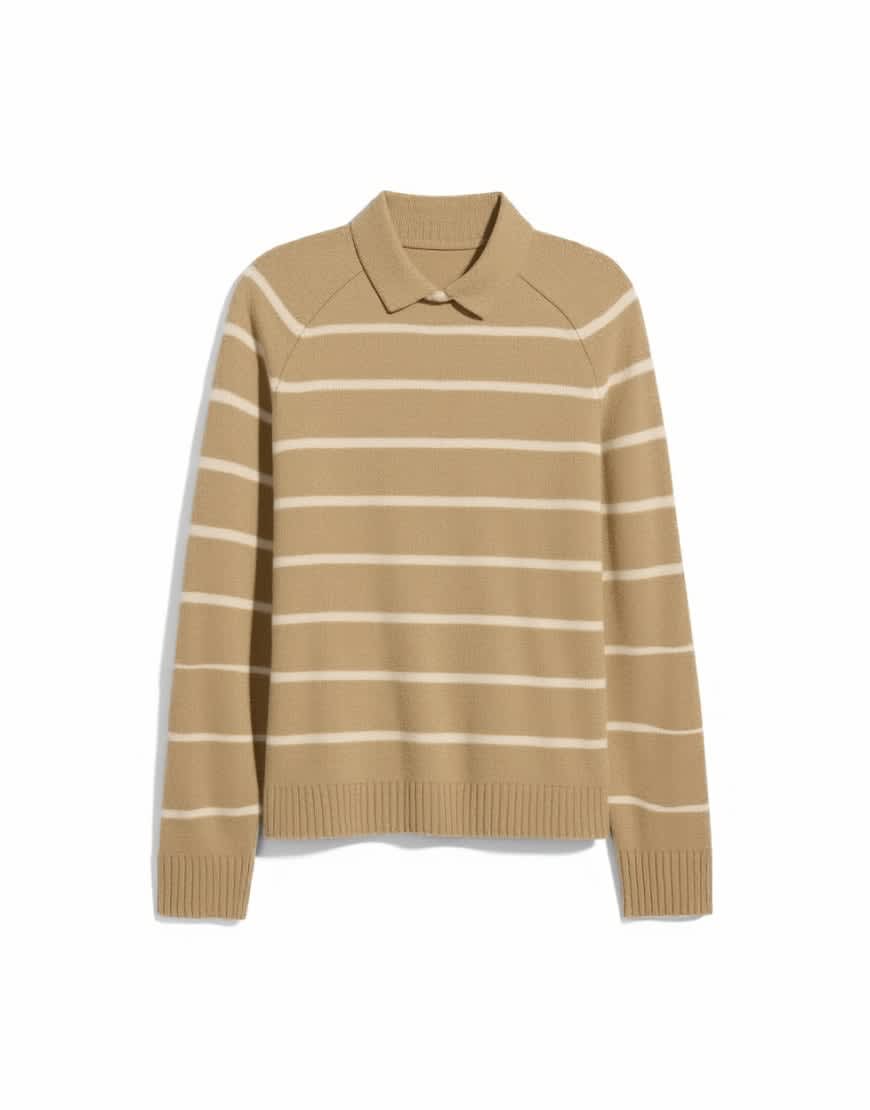 Topman regular fit knitted crewneck polo with stripe marl in brown