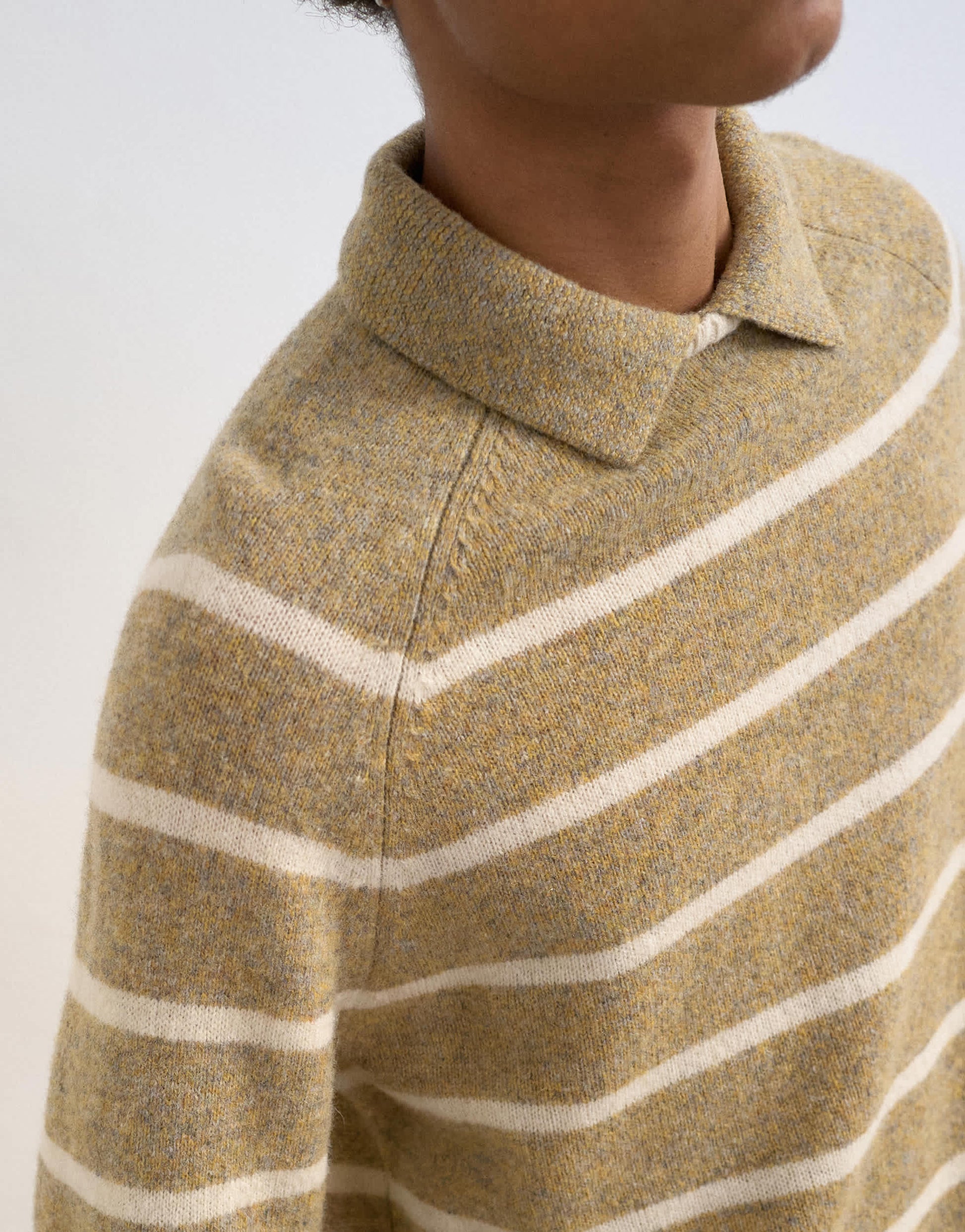 Topman regular fit knitted crewneck polo with stripe marl in brown