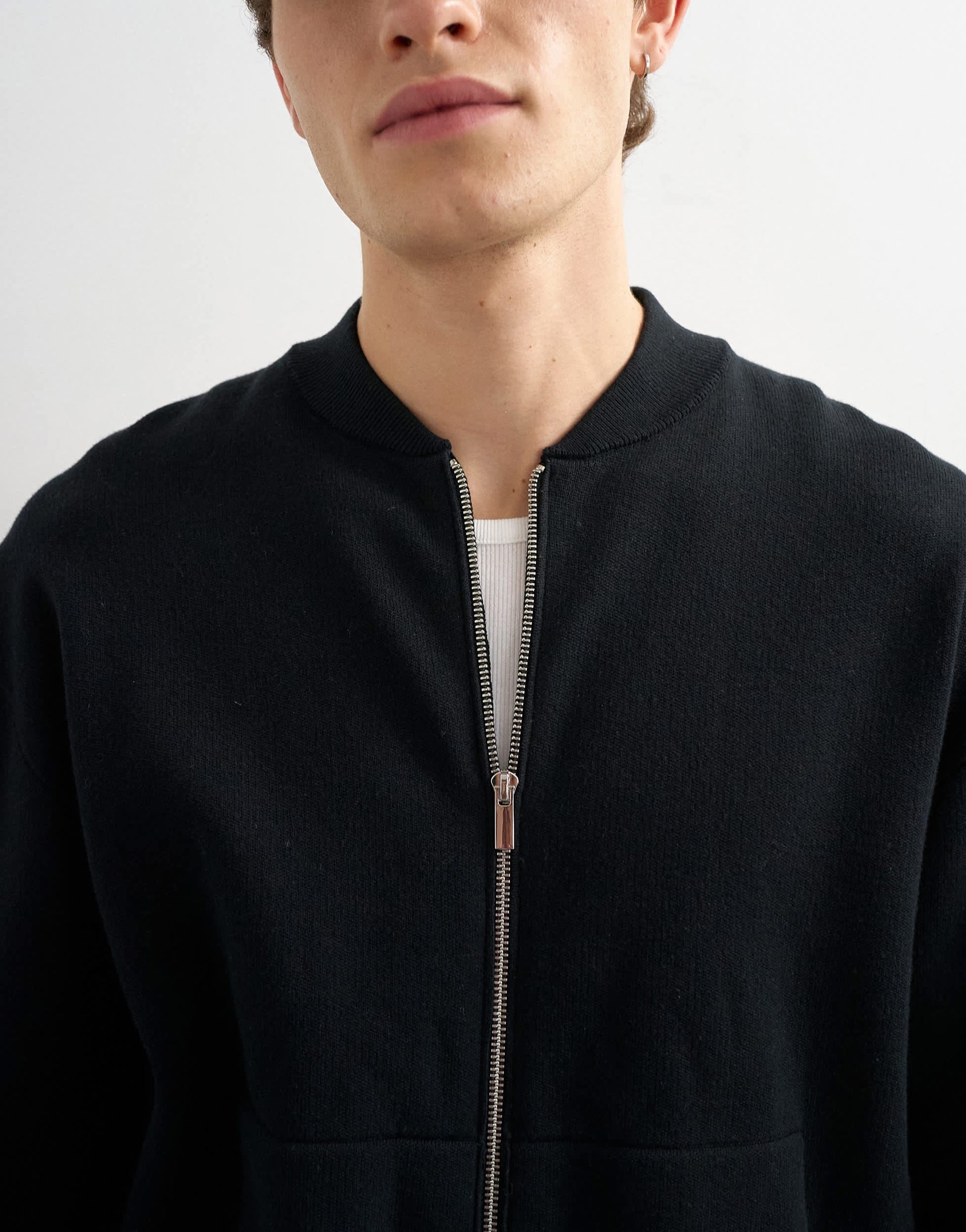 Topman premium relaxed fit knitted double zip cardigan in black