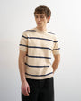 Topman classic fit knitted stripe t-shirt with stripe in cream