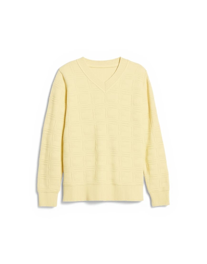 Topman relaxed fit knitted v-neck jumper with texture in yellow