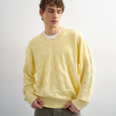Topman relaxed fit knitted v-neck jumper with texture in yellow