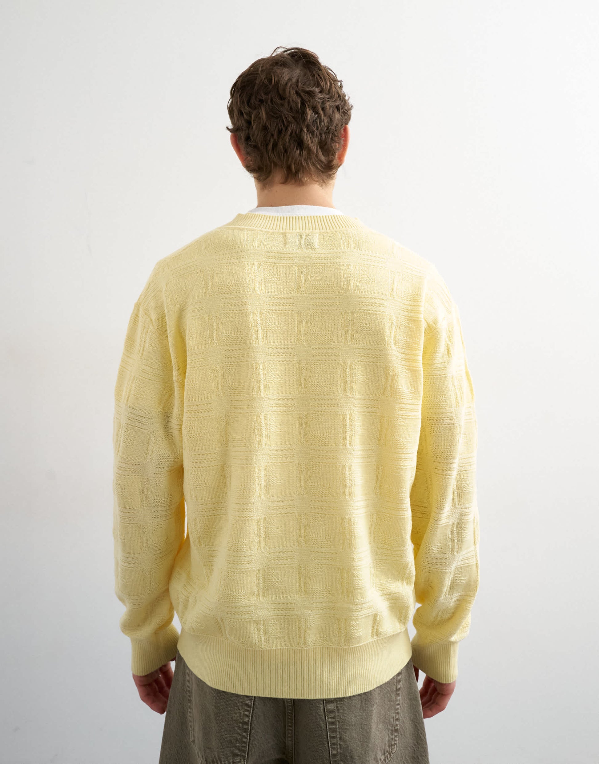Topman relaxed fit knitted v-neck jumper with texture in yellow