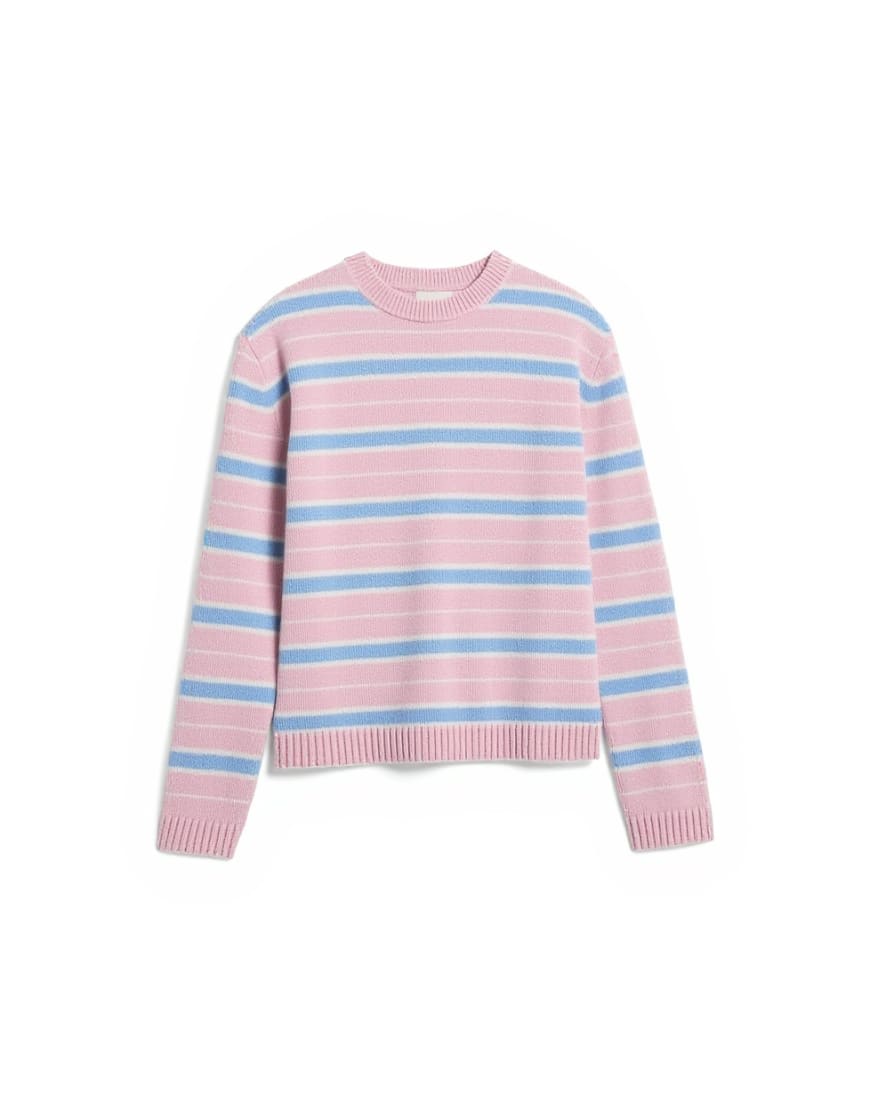 Topman relaxed fit knitted brushed stripe jumper in pink