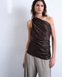 Topshop one shoulder top with drape back in chocolate