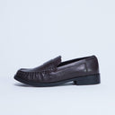 Topshop Carey real leather loafer with ruched detail in chocolate brown
