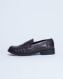 Topshop Carey real leather loafer with ruched detail in chocolate brown
