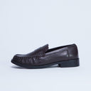 Topshop Carey real leather loafer with ruched detail in chocolate brown