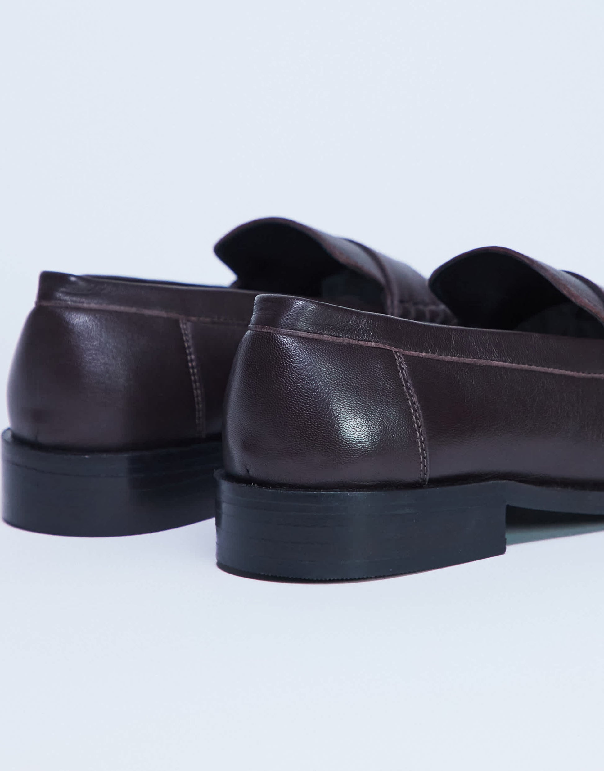 Topshop Carey real leather loafer with ruched detail in chocolate brown