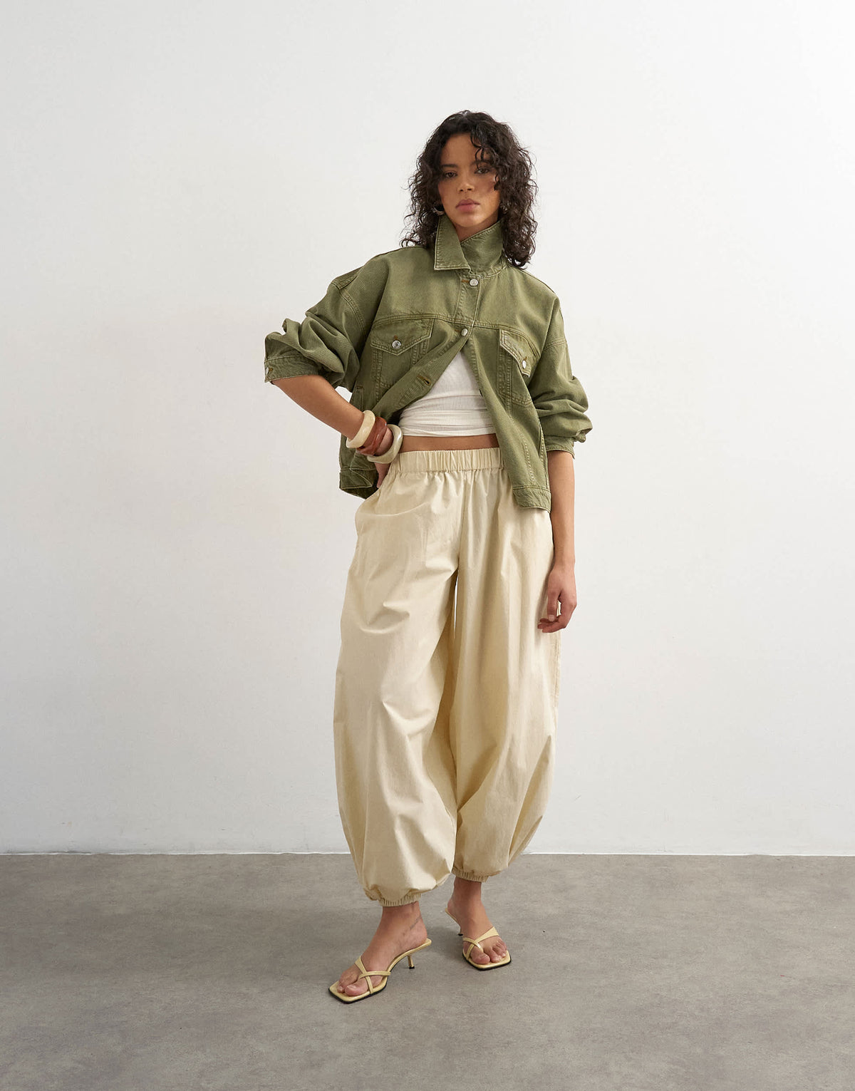 Topshop extreme poplin  pull on balloon trouser in yellow
