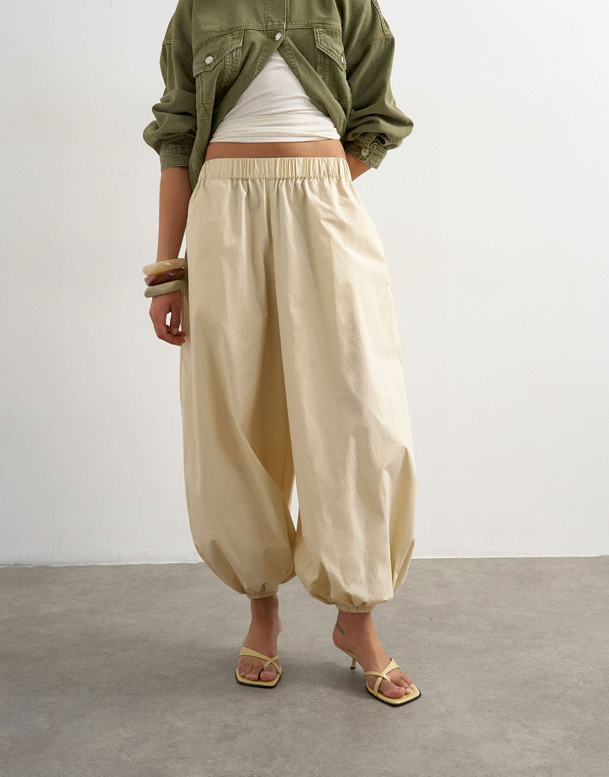 Topshop extreme poplin  pull on balloon trouser in yellow