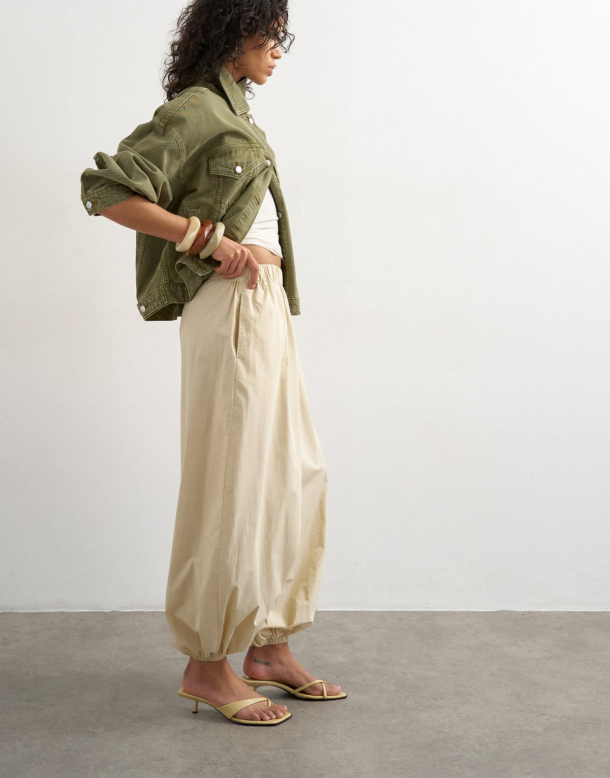 Topshop extreme poplin  pull on balloon trouser in yellow