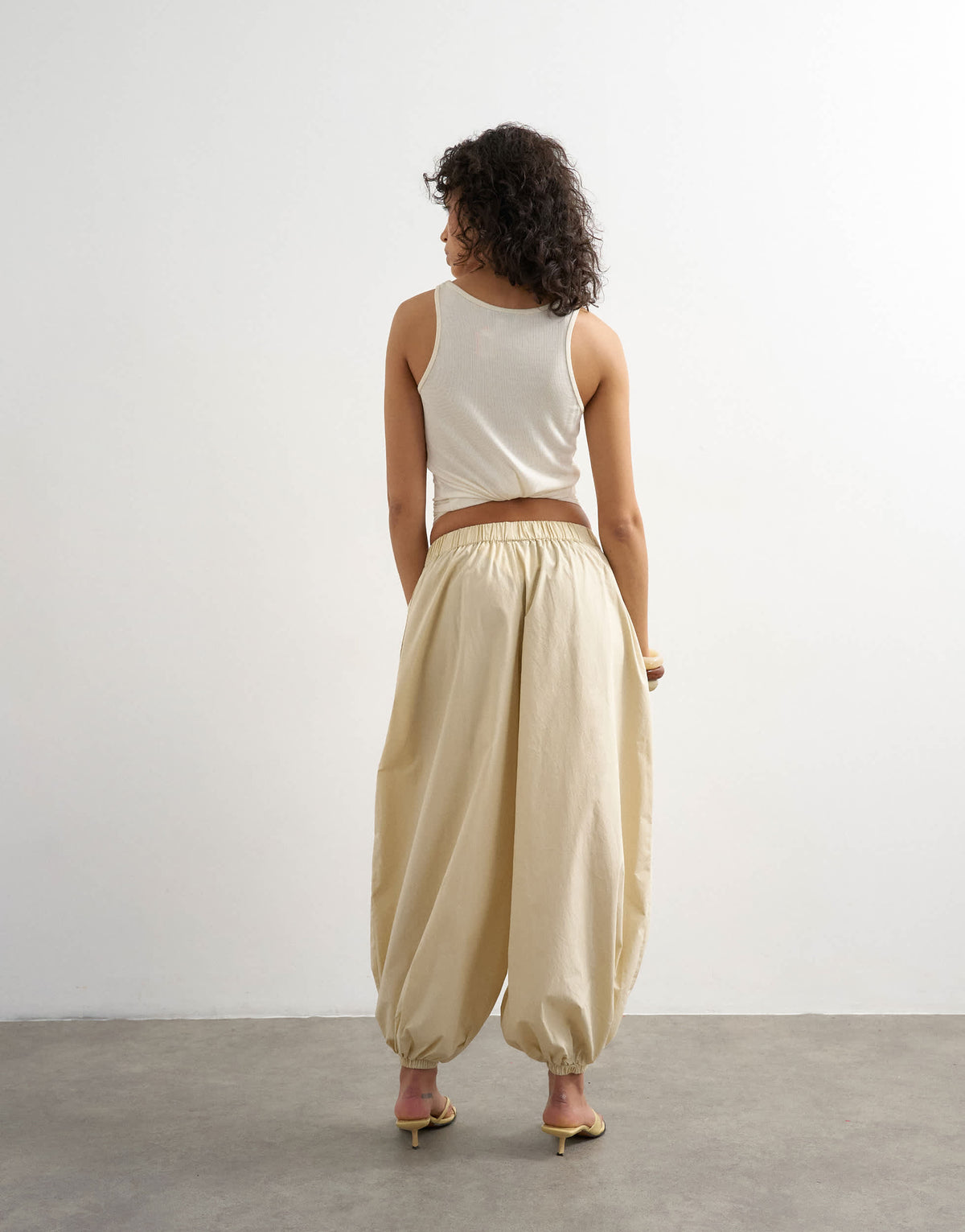 Topshop extreme poplin  pull on balloon trouser in yellow