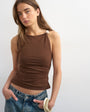 Topshop knot detail beaded ruched tank in chocolate
