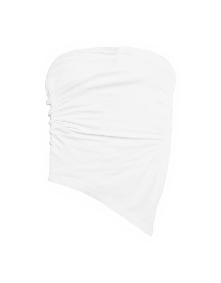 Topshop split side ruched asymmetric bandeau in ivory
