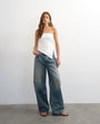 Topshop split side ruched asymmetric bandeau in ivory