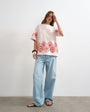 Topshop embroidered contrast cut out oversized t-shirt in light pink