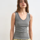 Topshop rib v-neck vest in grey marl