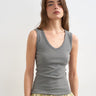 Topshop rib v-neck vest in grey marl