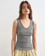 Topshop rib v-neck vest in grey marl