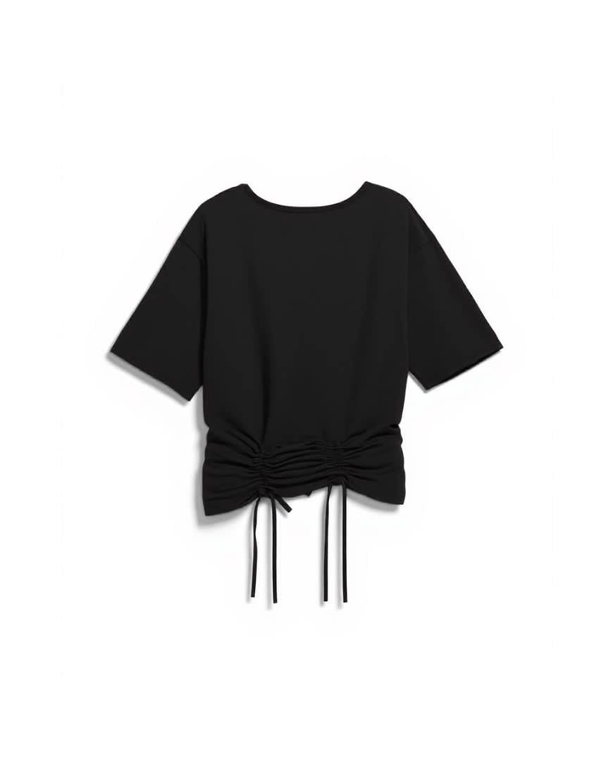 Topshop drawcord detail t-shirt in black