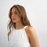 Topshop knot detail beaded ruched tank in ivory