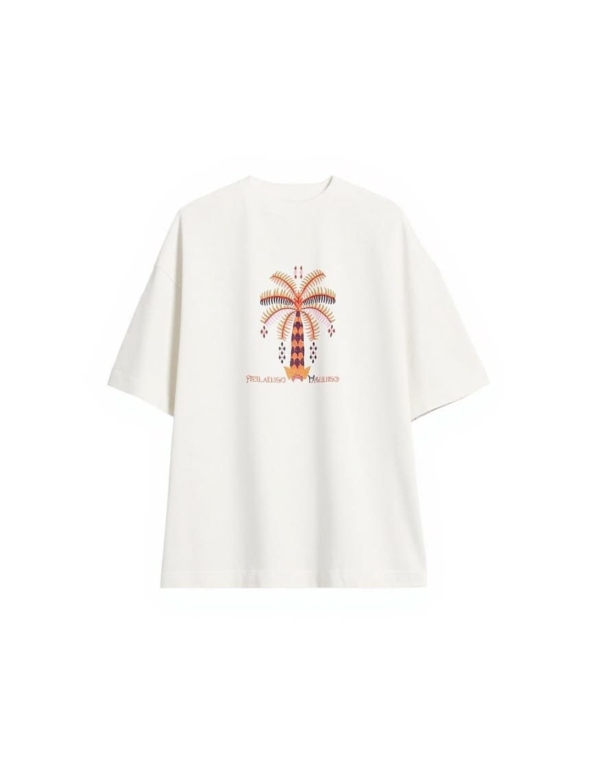 Topshop embroidered 'Paradiso' oversized t-shirt in white