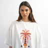 Topshop embroidered Paradiso oversized t-shirt in white