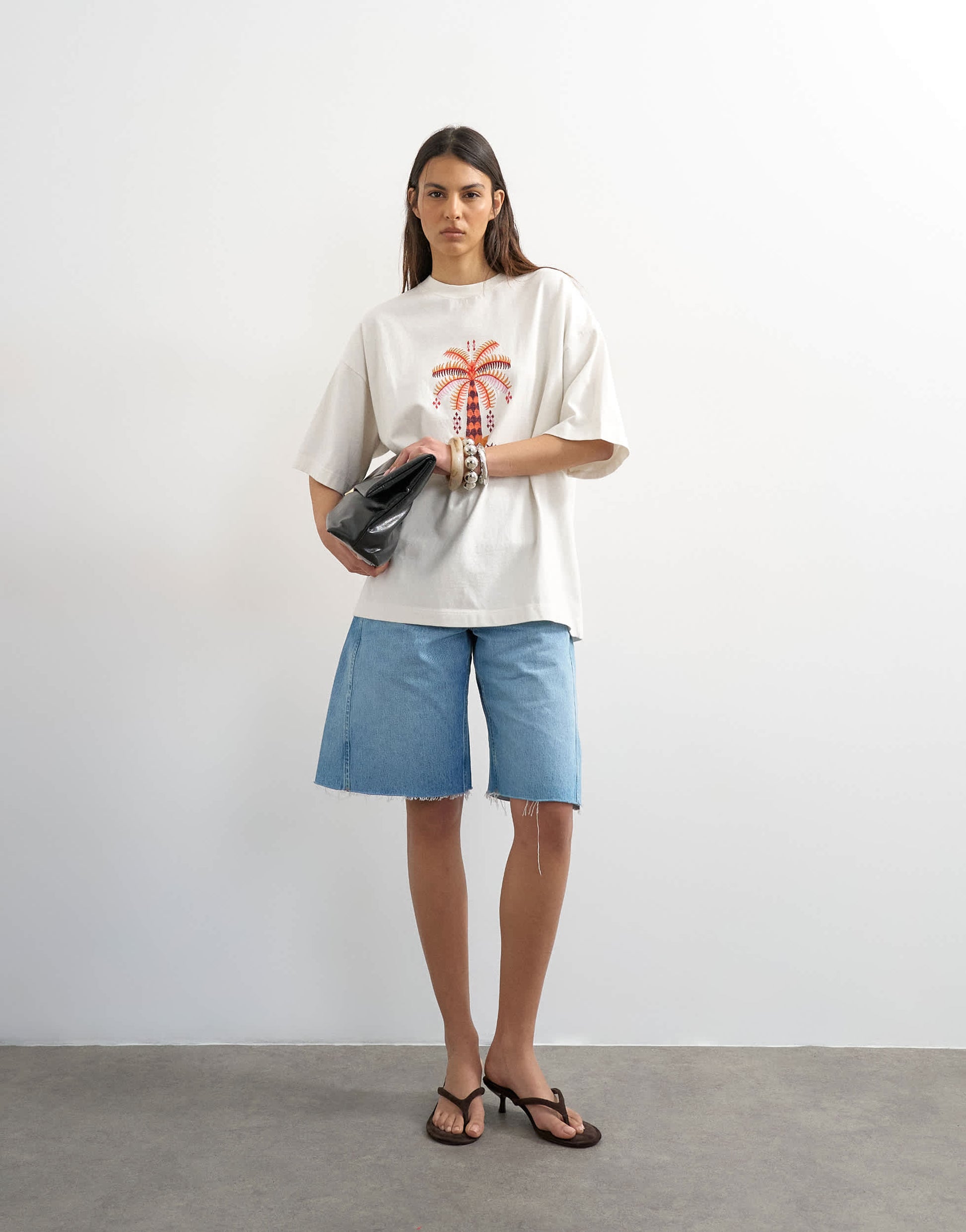 Topshop embroidered 'Paradiso' oversized t-shirt in white