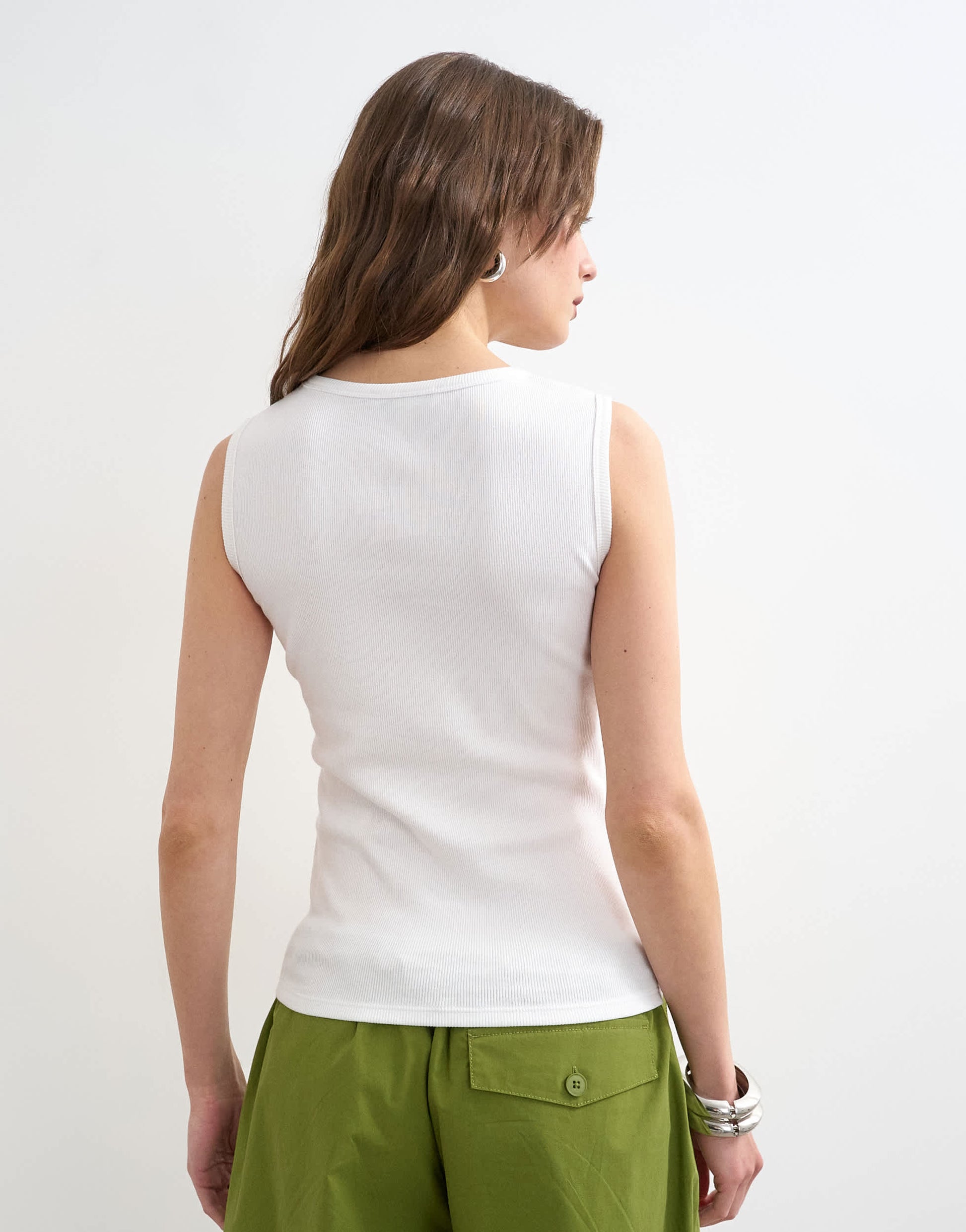 Topshop rib v-neck vest in white