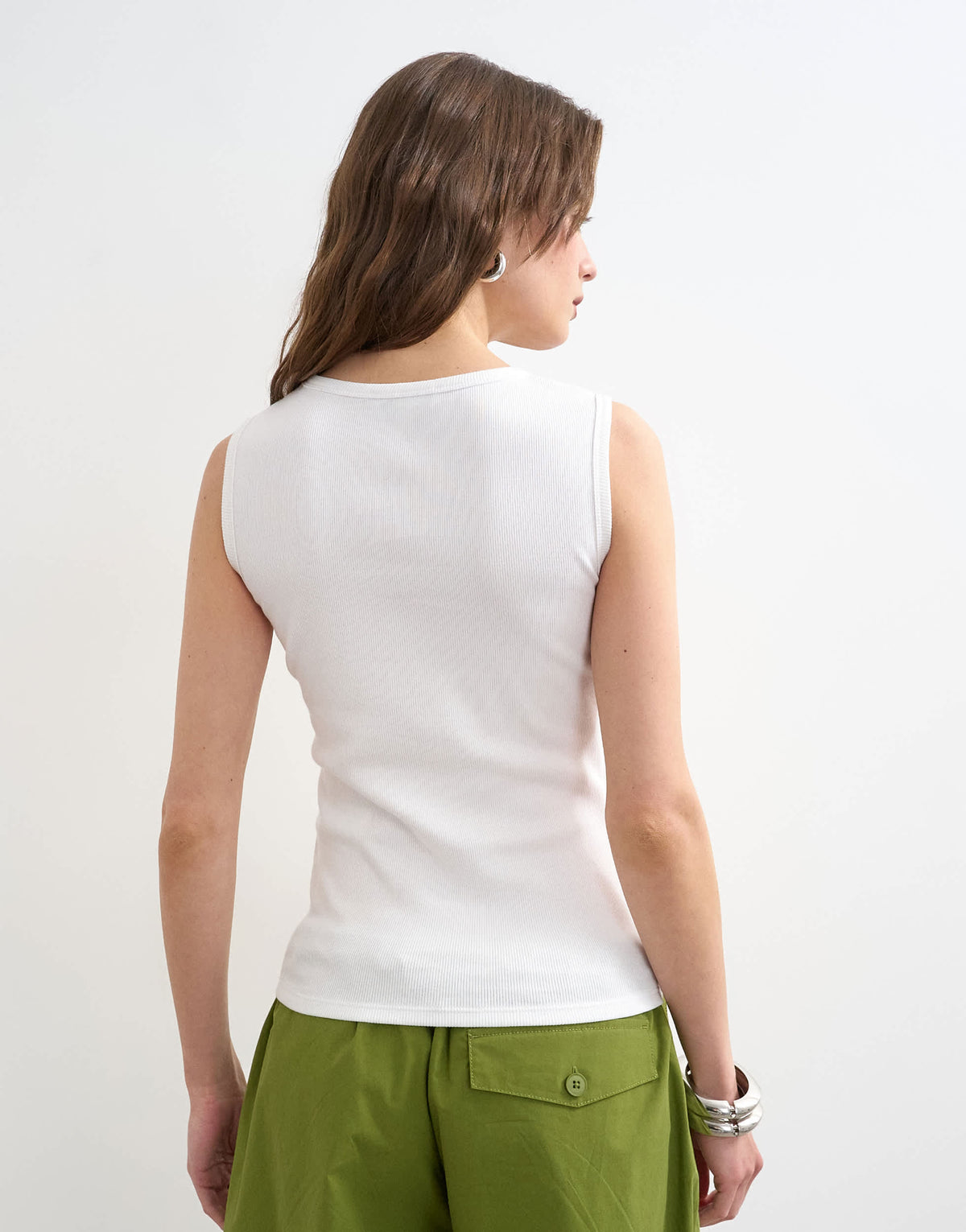 Topshop rib v-neck vest in white