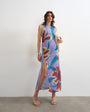 Topshop mesh floral print ruched maxi dress in purple