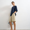 Topshop Oversize-T-Shirt mit überschnittenen Schultern in Marineblau