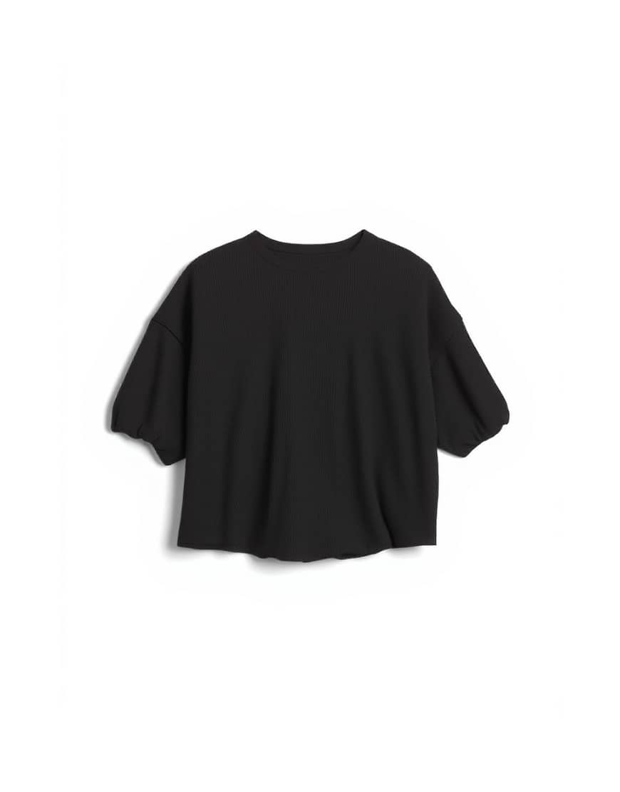Topshop bubble hem tee in black