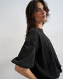 Topshop bubble hem tee in black