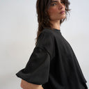 Topshop bubble hem tee in black