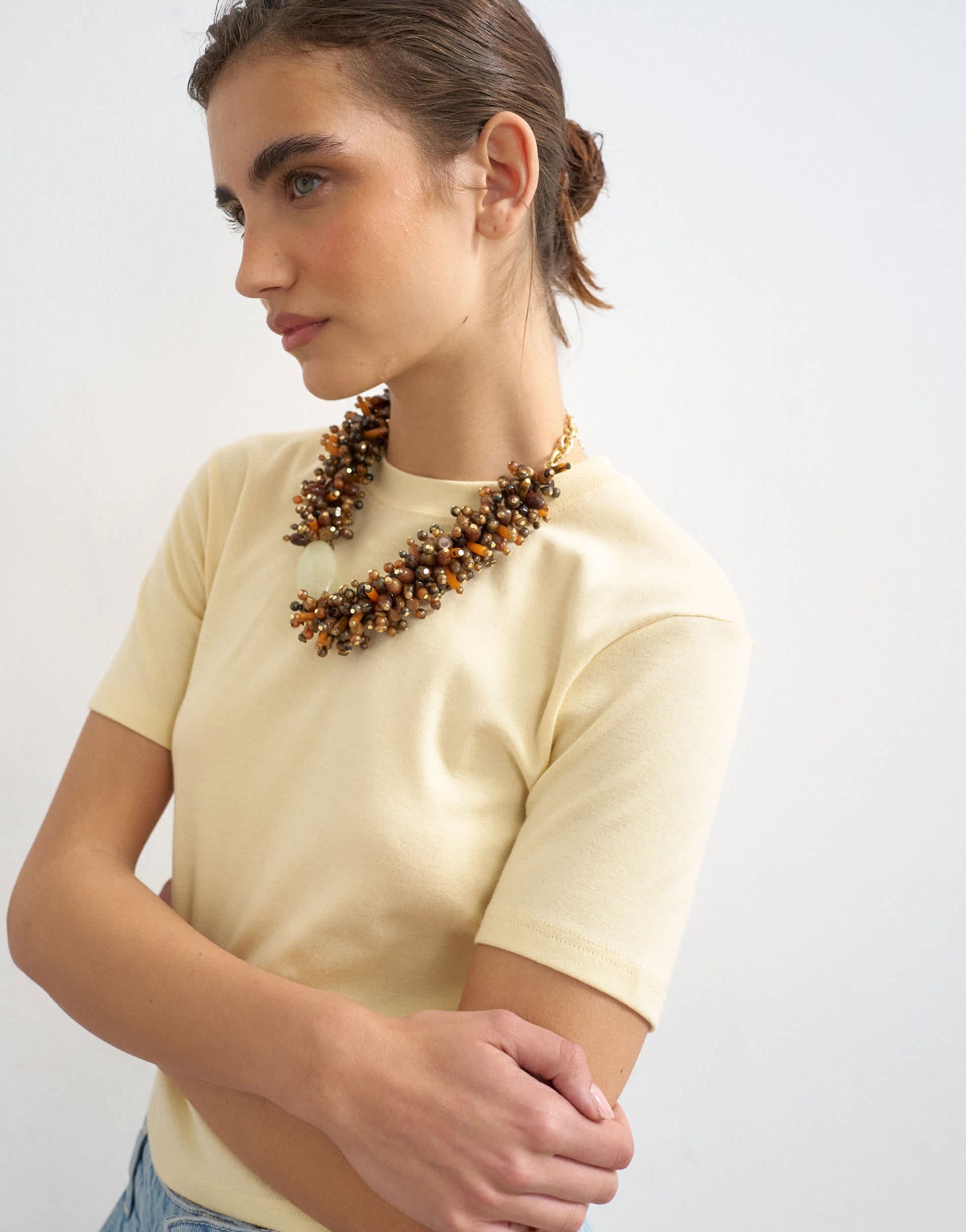 Topshop shrunken everyday tee in buttermilk