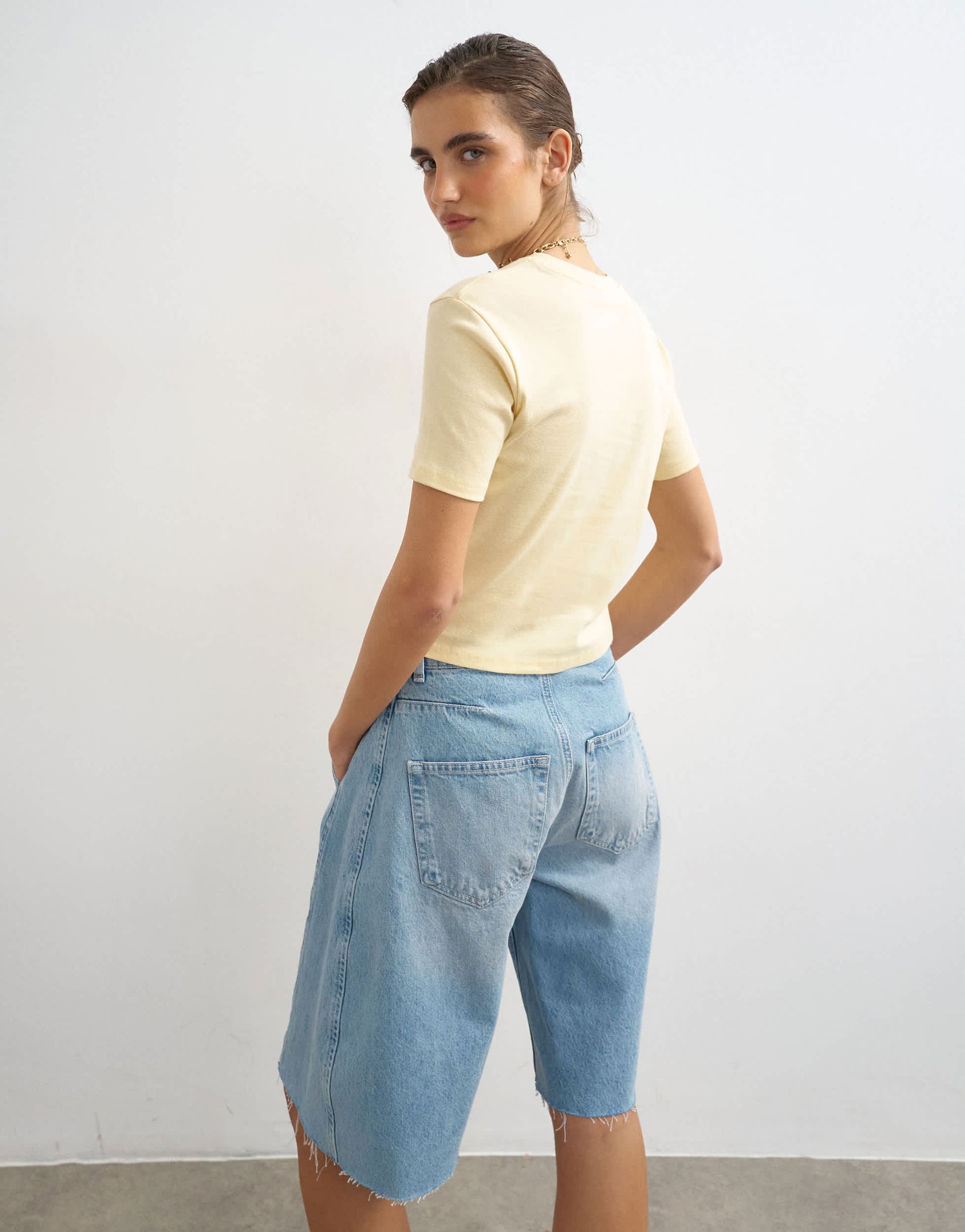 Topshop shrunken everyday tee in buttermilk